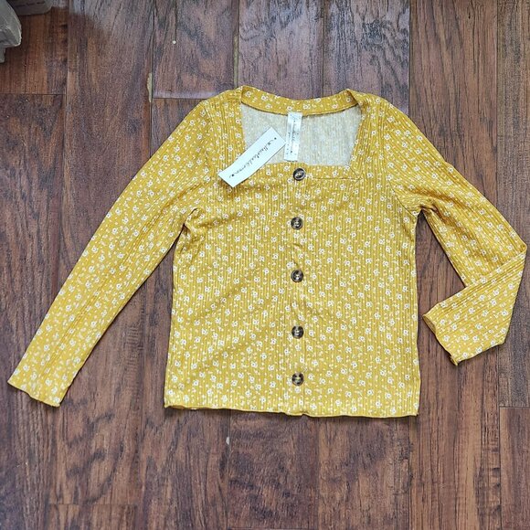 Heart & Arrow Girls Long Sleeve Top Size 14 Yellow Floral - Picture 2 of 5